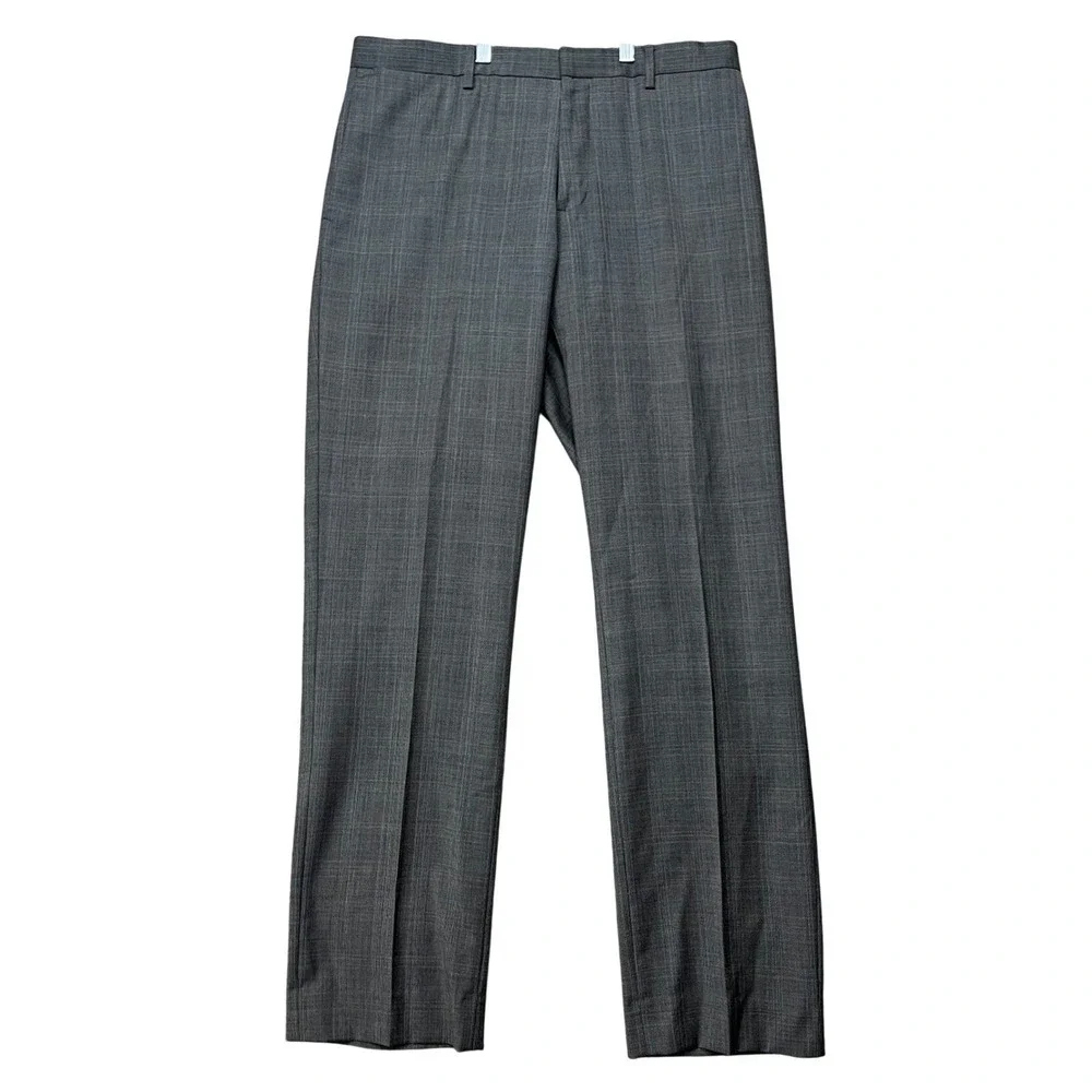 Banana Republic Dress Pants Mens 33x34 Gray Glen Plaid Wool Blend Classic Fit